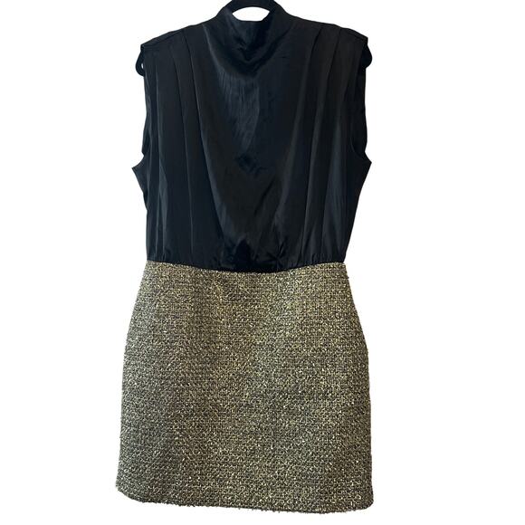 Amanda Uprichard NWT Brantley Black & Gold Mini Dress Size Large - Picture 3 of 10